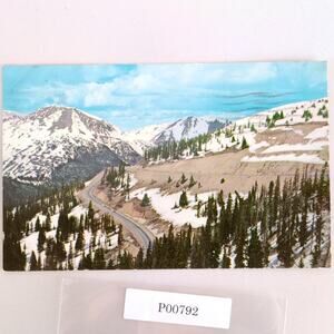 Loveland Pass Colorado 1950s Postcard Snow Capped Rocky Mountains
